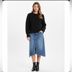 RtA Gunnar Black Distressed Chunky Cable Knit Sweater NWT XXS/S